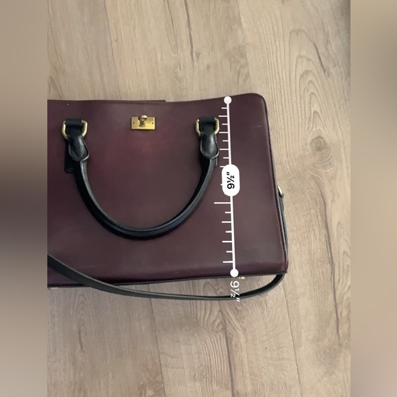 J. Crew black and maroon vintage leather Edie satchel - Picture 10 of 11